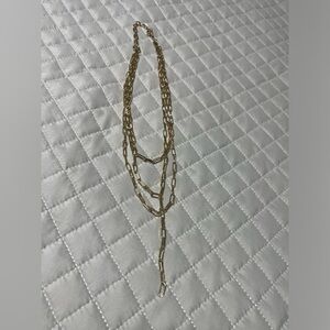 BaubleBar 3 Strand Chain Gold Tone Necklace